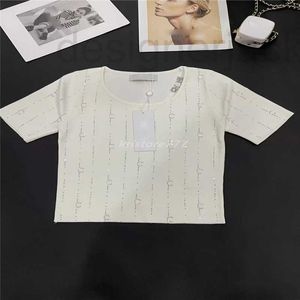 Kvinnors t-shirt Summer Knit Tee Designer Tops med brevtryck Milan Runway Cotton Crew Neck Crop Top T-shirt Kläder High End Pullovers Tröja 8OP8