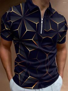 Erkek Polos Yaz Yüksek Sonu Polo Gömlek Yakası Zipper T-Shirt Moda Günlük Çizgi Top 2023 Katı Kısa Kollu