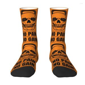 Men's Socks No Pain Gain Crew Unisex Kawaii Bodybuilding Fitness Gym Spring Summer Autumn Winter Dress