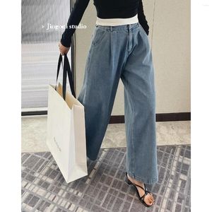 Damen Jeans Y2k Denim Hosen Frauen Hosen Baggy Streetwear Kleidung Cargo 2023 Vintage Koreanische Mode Sommer Rohr Breites Bein Hohe Taille