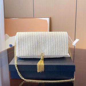 Women Kate Raffia Straw Baguette Bag France Brand Matel Tassel Crossbody Baguette Handbag Lady Adjustable Strap Shoulder Bags Luxury Lafite Grass Straw Handbag