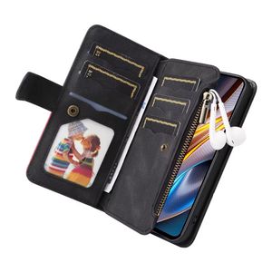 Plånböcker för Xiaomi Redmi Note 9 9S Max 10 11 Pro Plus dragkedja folio läderfodral plånbok 9 kortplatser Flip Cover Redmi Note 11 väskor