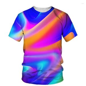 Herr t-skjortor 3D-tryckning mode färgglad t-shirt sommar fritid trend personlig rund hals harajuku kort ärm topp