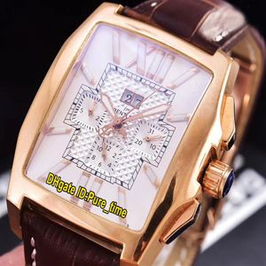 A buon mercato nuovo cronografo volante B data quadrante bianco cronografo al quarzo Miyota orologio da uomo cassa in oro rosa cinturino in pelle nera orologi Pur266b