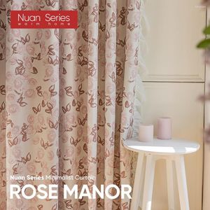 Curtain 1PC 80-90% Blackout Rose Manor Printing Pattern With Flounces For Bedroom Home Decor Nuan Series