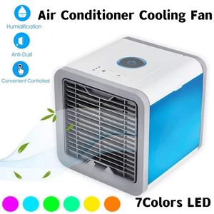 Condicionadores de ar doméstico portátil mini ventilador de refrigerador de ar condicionador de ar 7 cores LED ventilador de refrigerador de água umidificador desktop ventilador USB 230726