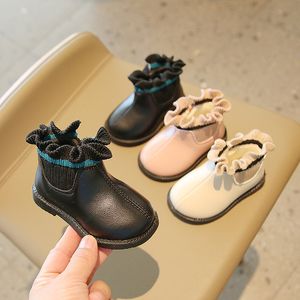 First Walkers Casual Flat Shoes Baby Girl Booties 1 till 3 år Ruffles Toddler Winter Warm Born Botas Bebe E11201 230726