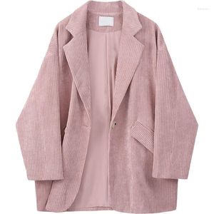 Damenanzüge 2023 Ankunft Herbst Frauen Casual Kerbkragen Langarm Blazer Einreiher Baumwolle Cord Patchwork Mäntel P746