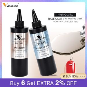 Nail Gel Venalisa Märke 225G Super Quality Refill Art Soak Off UV LED No Wipe Top Coat Base Without Sticky Layer 230726