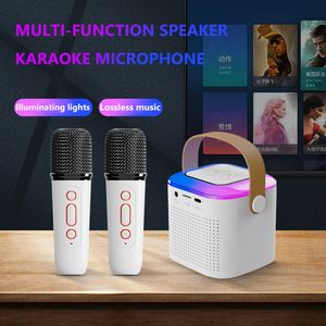 Microfones Y1 Mini Microphone Family Karaoke Machine Bluetooth-kompatibel 5.3 Stereo Sound Singing Karaoke Högtalare Support 3,5 mm hörlur 230725