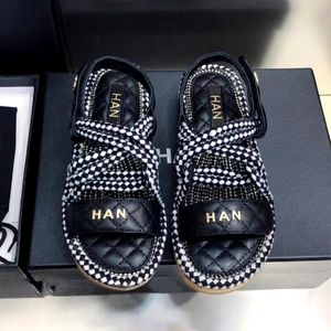 Rope shoe luxury sandal famous designer woman tory for Woven summer man pool outside Metal blade leather with box comfort flat slipper lady slide