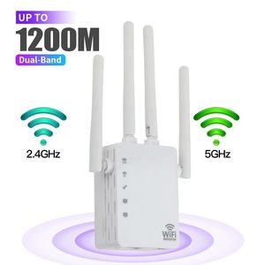 Routers 5Ghz WIFI Booster Repeater 1200Mbps Wireless WiFi Extender 2.4G/5GHz Network Amplifier Router Long Range Signal Repetidor 230725