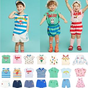 Clothing Sets spot Spring and Summer Children's Cartoon Cherry Broccoli Print T-shirt for Children's Korean Underlay 230725
