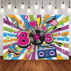 Bakgrundsmaterial på 1980-talet gillar jag hip-hop och vuxna födelsedagsfester på 1980-talet. Bakgrundsfoton Studio Props Decoration Banners X0725