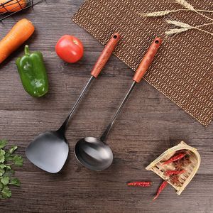 Cooking Utensils Stainless Steel Spatula Antiscalding Shovel Kitchenware Wooden Handle Extended Spoon kitchen utensils 230726