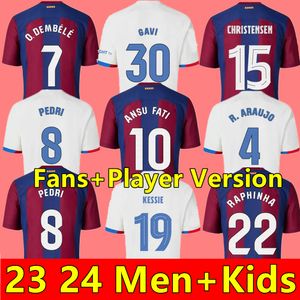 23 24 fans spelare Lewandowski Soccer Jersey Gavi Camiseta de Futbol Pedri Ferran 2023 2024 FC Ansu Fati Raphinha Football Shirt Men Kit Kit