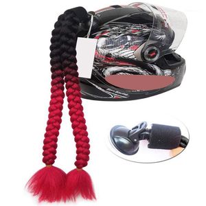 Tranças de capacete de motocicleta Tranças femininas Peruca para capacetes de motocicleta Rabo de cavalo rabo de cavalo duplo com arco otário 7 cores1335c