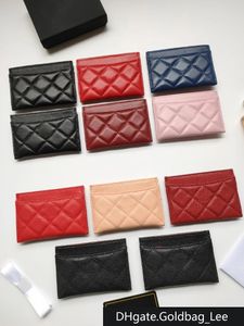 Porta-cartões de moda feminina de luxo C padrão clássico caviar acolchoado atacado ferragens douradas pequena mini carteira preta pequena de ferragens Designer Pebble couro com caixa