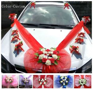 Fiori secchi Stile semplice PE Rose Kit per auto da sposa Decorazione Ghirlande a forma di cuore Maniglia Specchio Colore Falso Personalizzato 230725