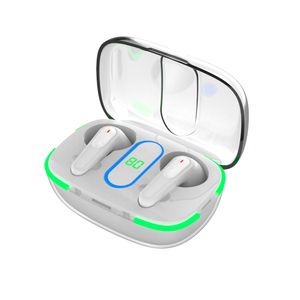 Fones de ouvido Bluetooth, fones de ouvido de carregamento sem fio, exibição de bateria Bluetooth 5.3, luz respiratória, baixo consumo de energia, concha transparente, confortável de usar