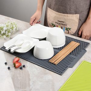 Mats Pads Silicone Square Dish Drying Mat Heat Resistant Draining Tableware Durable Pad Mat for Dishes Table Placemats Kitchen Accessories 230725