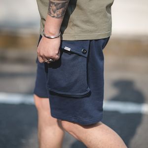 Maden Navy Blue P44 Lastjoggare Shorts Lose Cotton Stor Pocket Work Tactical Short Pants Amekaji Casual Sticked Shorts