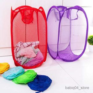 Storage Baskets Folding Laundry Basket Organizer for Dirty Clothes Bathroom Clothes Mesh Storage Bag Household Wall Hanging Basket Frame Bucket R230726