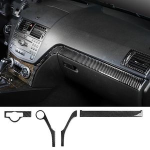 Tiras de acabamento de moldagem para decoração de interiores de carro Fibra de carbono Adesivo de tira de controle central para Mercedes Classe C W204284V