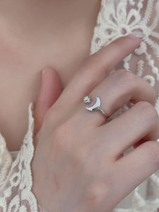 Neuer Modering für Frauen, koreanische Version, einfacher kleiner Fingerring mit frischem Mondtemperament, Pentagramm, Halbmondbucht, Öffnung