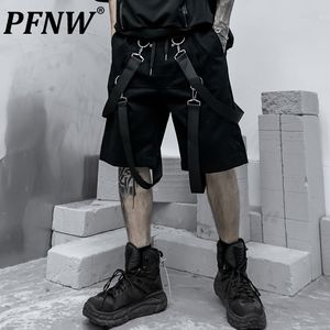 PFNW 2023 Summer New Techwear Men's Pants Straight Teens Street Trends Sports Casual Pants Male Dark Ribbon Black Shorts 12X1683