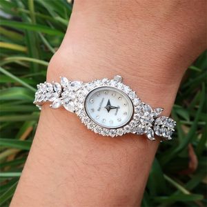 Relógios femininos jankelly Qualtiy AAA Zircon Elements Folha Pulseira de cristal austríaco Relógio para festa de casamento Moda Jóias Feito com atacado 230725