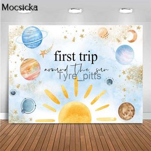Background Material Mocsicka First Trip Around the Sun Backdrop Baby 1st Birthday Party Decor Newborn Photography Background Photo Studio Photoshot X0725