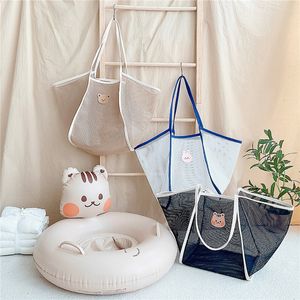 Borse per pannolini Ins Summer Mesh Tote Bag Mommy Large Capacity Spalla Baby Stuff Toys Storage Vacation Beach 230726