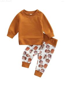 Completi di abbigliamento Completi di abbigliamento Toddler Baby Boy Girl Autunno Inverno Abbigliamento Stampato Manica lunga Girocollo Felpa Pullover Top Pantaloni Set Abiti Z230726