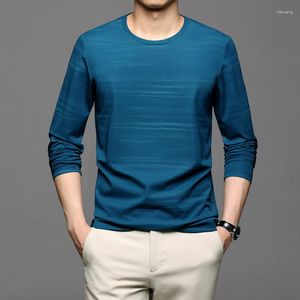 メンズTシャツ春秋のTシャツビジネス高品質のカジュアルクラシックファッションo首長いスリーブピュアカラーコットンソフトエンドトップティー