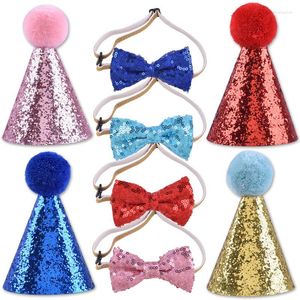 Obroże dla psów 2PC/Set Pet Dogs Caps with Bowknot Cat Birthday Costume Costin Projekt Kapelusz kapelusz świąteczny