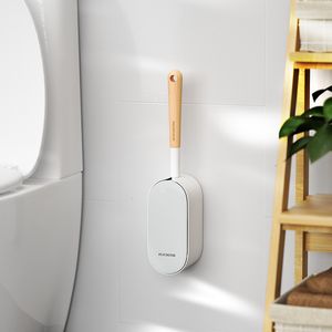 Toilet Brushes Holders WIKHOSTAR Brush With Holder Curved Design Angled Cleaning Wood Handle Wall Mounted Bathroom Tools 230726