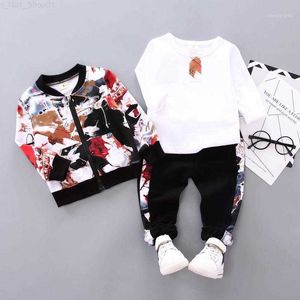 Clothing Sets Clothing Sets Baby Boys Spring Fall Print Set 0-1 2 3-year-old Boy Handsome Autumn Winter Clothes Three-piece Children's Fashion1 Z230726