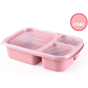 3 Grid Wheat Straw Lunch Box Microwave Bento Box Quality Health Natural Student Portable Food Storage Box
