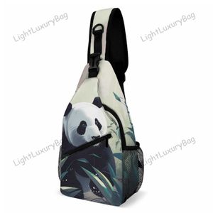 Cute Panda Shoulder Bags Geometric Paper Art Workout Chest Bag Fashion Men Design Bicycle Custom Sling Bag Casual Phone Small Bags Boy Travel Bags 230726