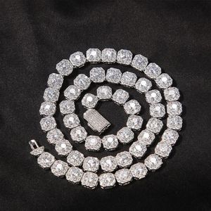 9 mm kwadratowy Rock Sugar Zircon Dianond Tennis Chain Luksusowy sześcienna cyrkonia projektant Diamond 14K złote łańcuchy męskie biżuteria Hip Hop 16-2222e