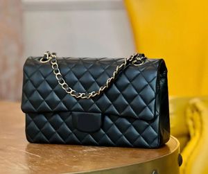 Designer Bag Handbag Top Custom Luxury Brand Bag äkta läderkohud Guld och silverkedja Luttad axel Black Pink White 01