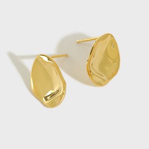 100% Pure 925 Sterling Silver Irregular Twist Stud Earrings for Women Korean Gold Plated Brinco Fine Jewelry Gifts YME249