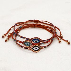 Link Bracelets Go2Boho Handmade Woven Red Grey Miyuki Seed Beads Pulseras Lucky Greek Eye Gift Turkish Evil Bracelet For Women