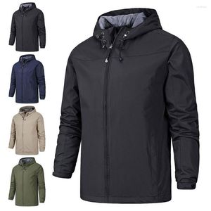 Hunting Jackets Windproof Hooded Men Jacket Long Sleeve Warm Coat Solid Color Zipper Closure Hiking Outerwear