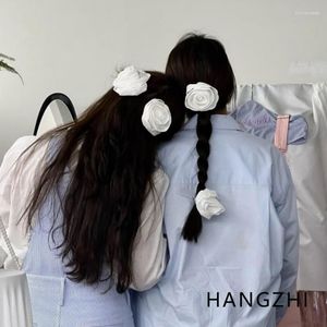 Haarspangen HANGZHI Französische Vintage-Baumwollklammer, weiße Spitze, Rose, Kamelie, Frühlings- und Sommeraccessoires für Frauen und Mädchen