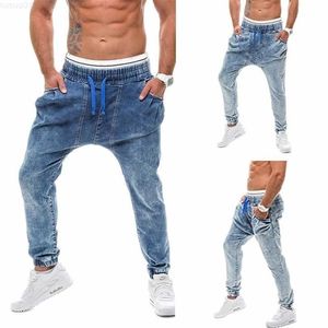 Pantaloni Harem Hip Hop da uomo Pantaloni da jogging larghi Denim Pantaloni sportivi casual Pantaloni cargo larghi Streetwear Jeans per uomo Abbigliamento 210318 L230726