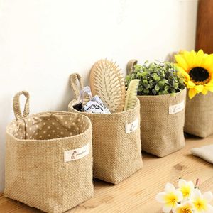 Storage Baskets Cotton Storage Bag Storage Rattan Basket Decor Stripe Hanging Pocket Small Sack Sundries Organizer Cosmetic Organiser