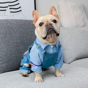 Abbigliamento per cani Tuta per animali in denim Bulldog francese Abbigliamento per animali per cani di taglia media Costume Abbigliamento per cani grassi Jeans Moda Cappotto per cani Ropa Perro 230725