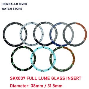 Uhrenarmbänder, Teile ändern, 38 mm, 31, 5 mm, SKX007 009, vollständig leuchtendes Glas-Lünetteneinsatz-Set, passend für SKX Diver-Gehäuse 230725